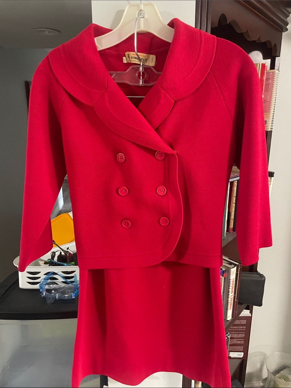 1960s Kimberly Red Double-Breasted Dress Jacket Set